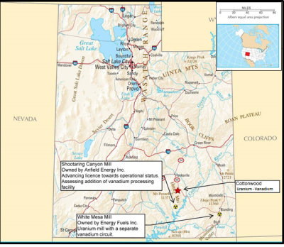 Nortec Minerals Samples 1% Vanadium and 0.69% Uranium, Cottonwood Uranium-Vanadium Project, Southeast Utah