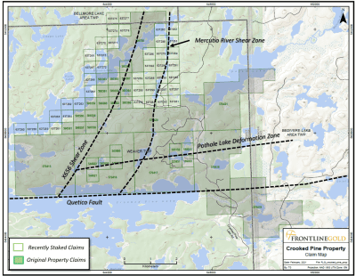 Frontline Initiates High Resolution Heli-Borne Magnetic Survey and Increases Land Position at its Crooked Pine Lake Gold Project, Ontario