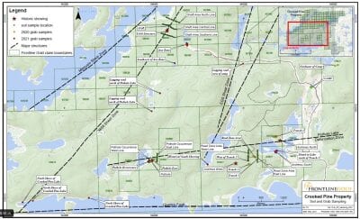 Frontline Announces Spring Sampling and Mapping Program Complete at the  Crooked Pine Lake Property