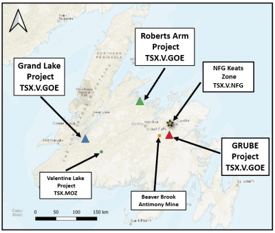 Goldeneye Signs LOI to Acquire Three Precious and Base Metal Projects in Newfoundland and Reprices Financing
