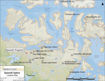 Frontline Announces Acquisition of the High-Grade Cu-Zn-Ag Epworth Project in Nunavut