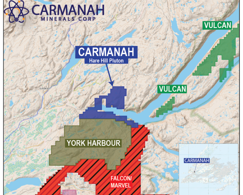 Correction: Carmanah Acquires the Hare Hill Pluton, Adjacent to York Harbor’s Bottom Brook Rare Earth Project
