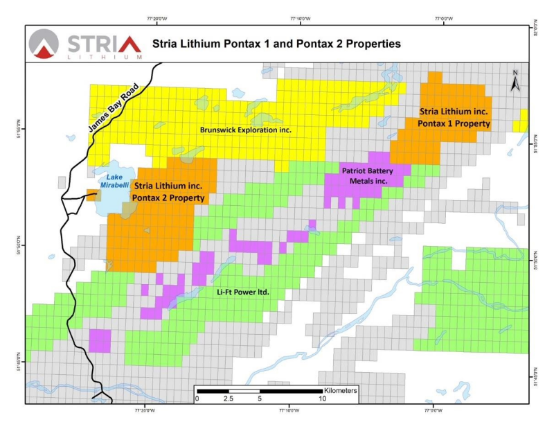 Stria Lithium (TSX-V: SRA, OTC: SRCAF, and FRANKFURT: S35A)  acquires  additional mineral properties in lithium-rich region of Quebec close to its flagship Pontax Project