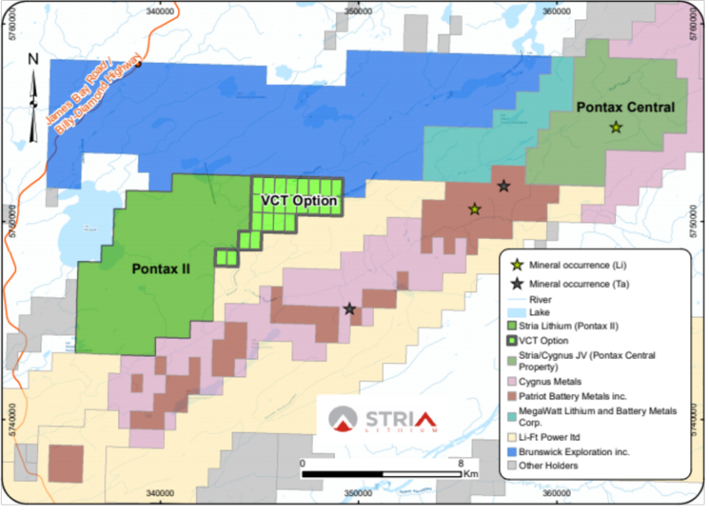 Stria Lithium acquires strategic additional mineral properties in lithium-rich region of Quebec adjacent to its Pontax II Project