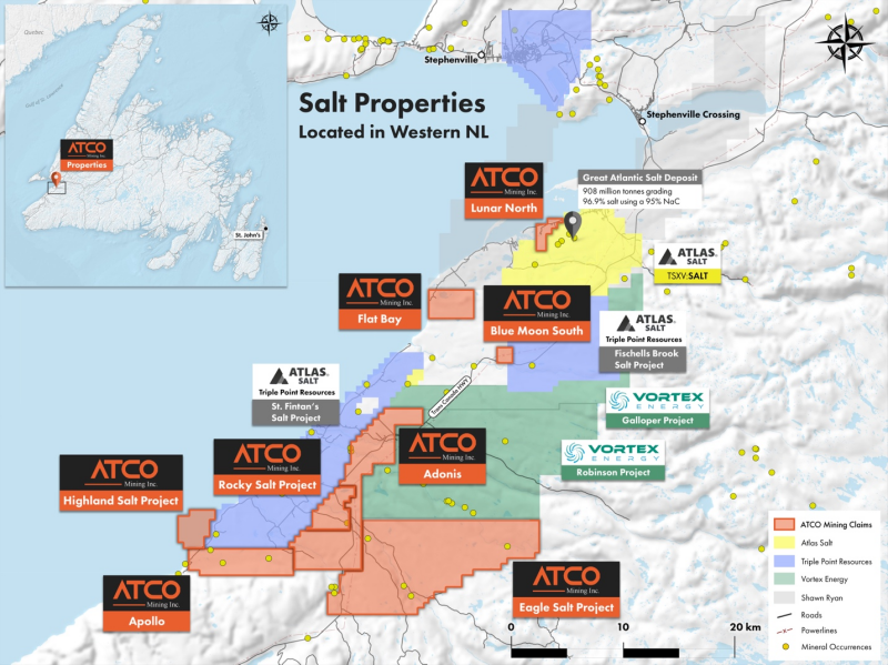 Atco Mining Completes Seismic Interpretation on its Flat Bay Salt Project in Southwestern Newfoundland.