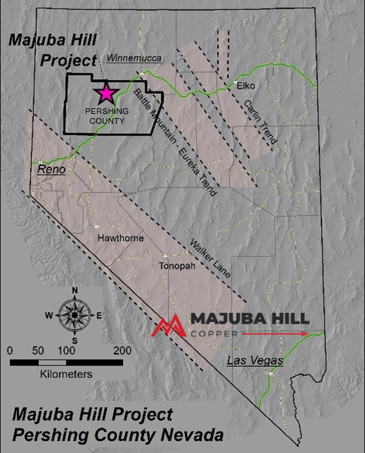 Nevada Ranked Number One Mining Jurisdiction by Fraser Institute and Majuba Outlines Exploration Target Of 660 million Pounds of Copper at Majuba Hill Project, NV