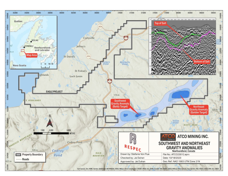 Atco Mining Identifies At Least One Salt Structure Suitable for Hydrogen Storage on its Eagle Salt Project in Sw Newfoundland