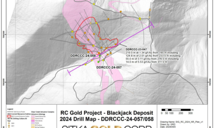 Sitka Intercepts Visible Gold in Second Step Out Diamond Drill Hole of 2024 at its RC Gold Project in Yukon