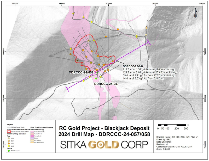 Sitka Intercepts Visible Gold in Second Step Out Diamond Drill Hole of 2024 at its RC Gold Project in Yukon
